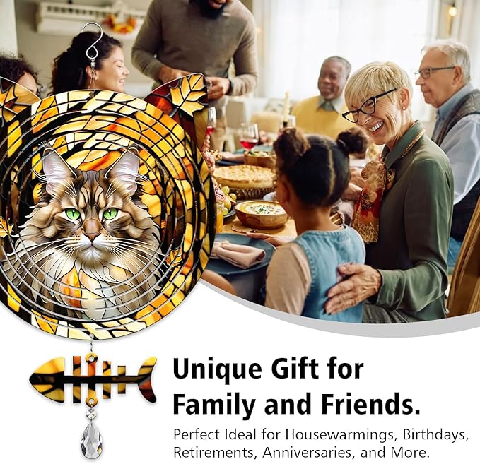 Maine Coon Cat Wind Spinner, Maine Coon Cat Wind Spinner Hanging for Yard and Garden