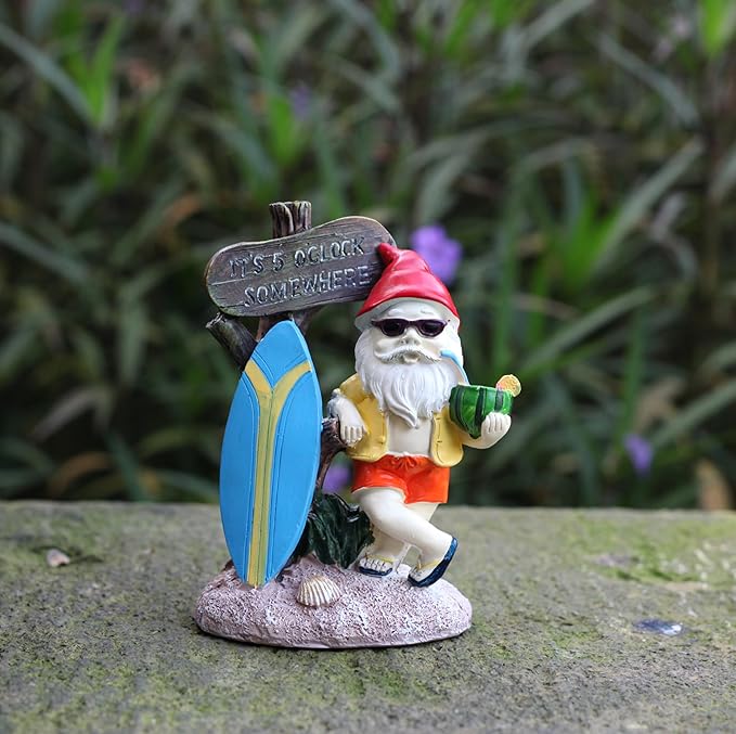Surfing Dwarf,Gnome Garden Decorations Resin Statue Outdoor Statue Lawn Yard Balcony Porch Home Decorations Garden Decor