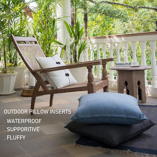 24 x 24 Outdoor Throw Pillow Inserts Set of 2 Waterproof Square Premium Decorative Couch Pillow Stuffers Form Large White Sofa Cushions Indoor