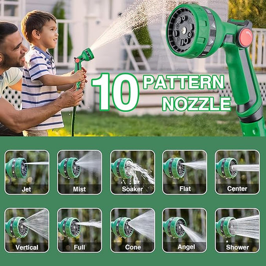 1/2" x 50FT Retractable Garden Hose Reel,With 10 Patterns Spray Nozzle,Portable Heavy Duty Garden Hose Holder for Garden Watering,Car & Patio Washing,Pet Cleaning(Green)