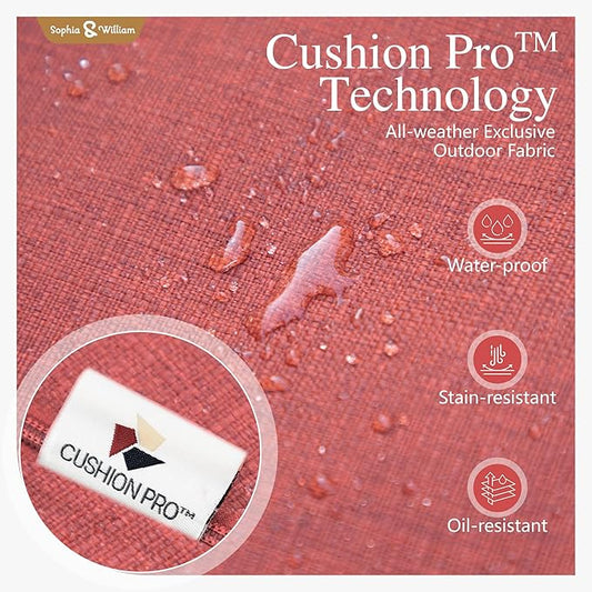 Sophia & William Patio Furniture Sets for 7 Outdoor Conversation Set 7 Pcs with 2 x Swivel Sofa Chairs, 2 x Armrest Chairs, 1 x 3-Seat Sofa, 2 x Ottomans for Coffee Garden Backyard Poolside Red