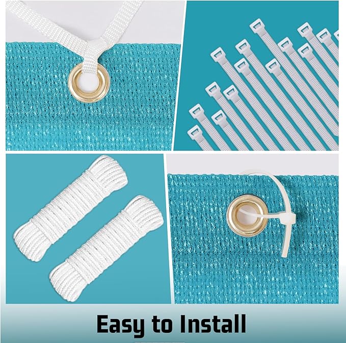 SUNNY GUARD Shade Cloth Custom Size 3x8 FT Sun Shade Screen Fabric Shade Cover Tarp with Grommets for Pergola Backyard Garden, Turquoise(We Customized)