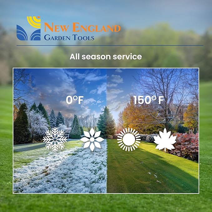 Flat Garden Hose (50 foot x 5/8 inch) Lightweight, Durable Fiber Jacket, Flexible & Kink Free, Non-Expandable Water Hose, Easy Handling in All-Weather Conditions, 700009 by New England Garden Tools