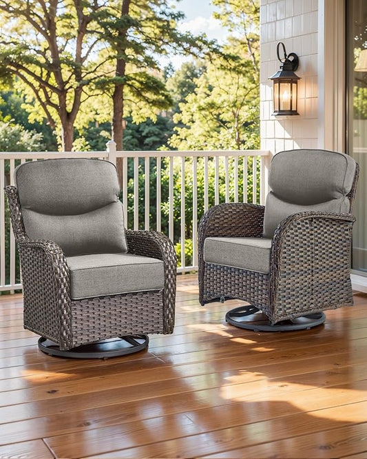 Luxury 22x24/22x25 6-Inch Smile Patio Dining Chair Cushions Set of 4 - Heavy Duty Water Slashproof Outdoor Seat Cushion for Outside Furniture Set Swivel Chairs Loveseat L-Shape Sofa - Grey