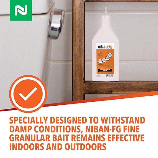 Nisus NiBan-FG Fine Granular Bait, Indoor & Outdoor Moisture-Resistant Bait with Orthoboric Acid, for Ants, Cockroaches, Crickets, Silverfish & Earwigs, 1 lb