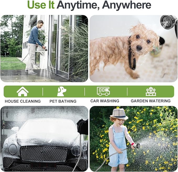 Garden Hose Metal 25 ft, Stainless Steel Water Hose with Upgrage Aluminum Nozzles, Flexible | Heavy Duty | Lightweight | No Kink | Anti-Bite Hose for Yard,RV Park, Outdoor Watering