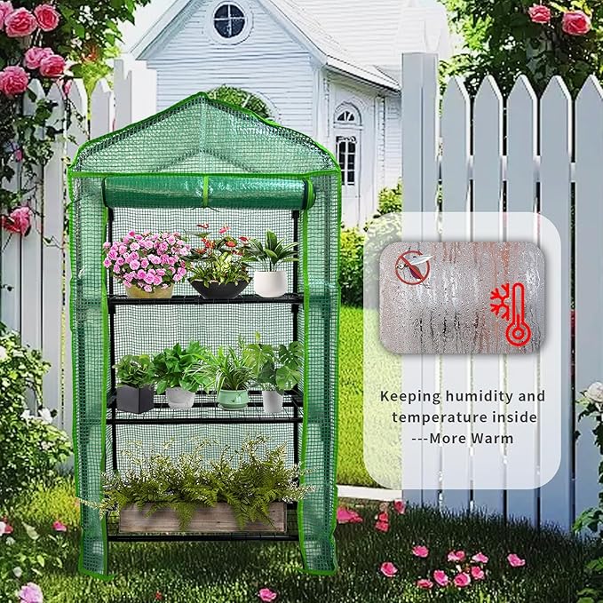 3 Tier Mini Indoor Greenhouse,27"x19"x49" GreenHouses with Clear PE Cover and Roll-Up Zipper Door,Plastic Green House for Indoors Grow Tent&Garden greenhouses for Outdoors