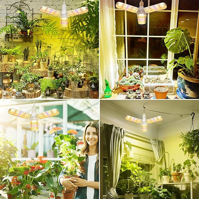 150W LED Grow Light Bulb 414 LEDs Sunlike Full Spectrum Foldable Plant Grow Light with Extension Hanging Pendant Light Cord Cable, Led Grow Lamp for Indoor Plants, Greenhouse, Hydroponic , E27 Base