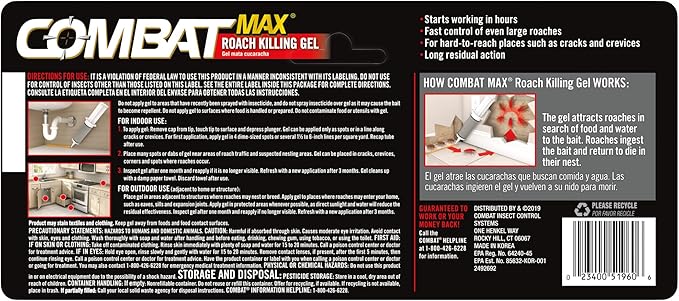 Combat Max Roach Killing Gel for Indoor and Outdoor Use, 1 Syringe, 2.1 Ounce (Pack of 1)