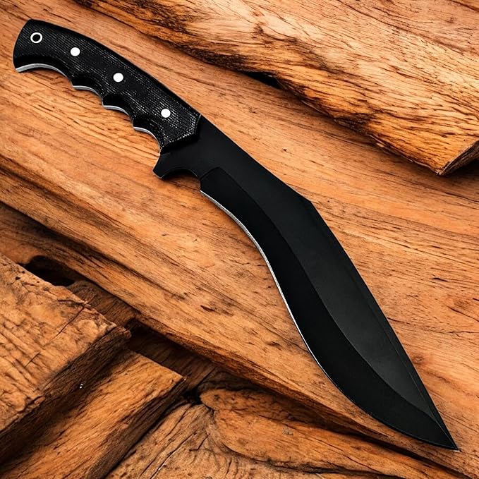 Poshland Handmade Kukri Knife with D2 Steel Blade, Durable G10 Handle, Premium Leather Sheath, Ideal for Carving, Hunting, Outdoor Use, and Gift for Adults
