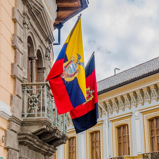 Ecuador Ecuadorian Flag 3x5 ft Outdoor, Double Sided 3 Ply Heavy Duty Ecuador National Country Flag, 100% Quality Polyester Ecuadorian Banner with Brass Grommets 4 Rows Stitches