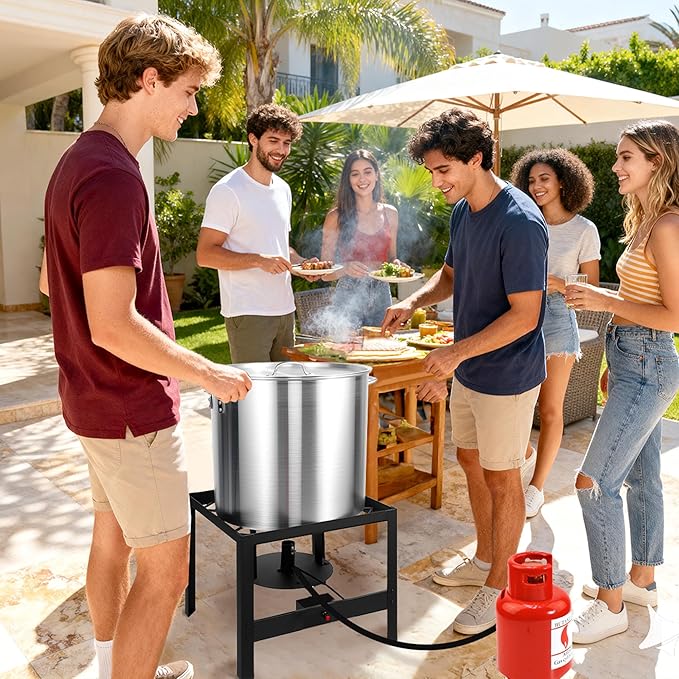 OT1601 Outdoor Fryer,Seafood Boil Kit, Featuring a Propane Burner, Propane Regulator, and a 60QT Pot with Basket, Built for Heavy-Duty Outdoor Use For Patio Garden
