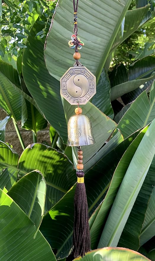 Traditional Lucky Feng Shui Wind Chime Bell Hanging Ornament Decoration for Protection Success Peace and Wealth (Bagua)