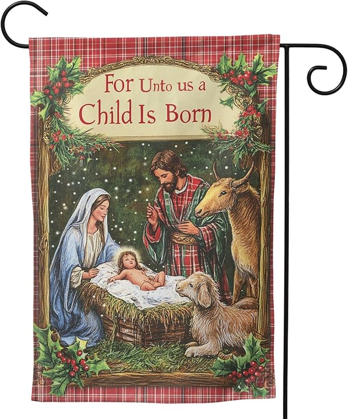 Christmas Birth Garden Flag Vertical Double Sided Outdoor Yard Flags 12.5x18 Inch Burlap Banners Vertical Double Sided for Outdoor Decor Lawn