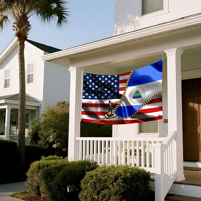Vintage American America Usa Nicaraguan Nicaragua Flags For Outside Yard 3x5 Ft Double Sided Printed 100d Polyester Lightweight Garden Welcome Outdoor Banner Brass Grommets