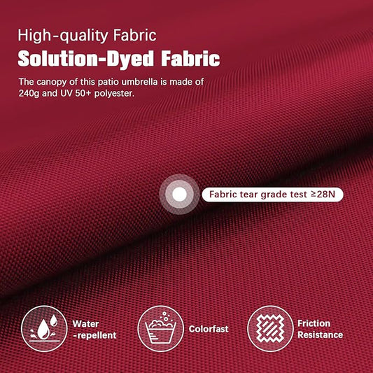 Hotime 10ft Patio Umbrella Outdoor Patio Windproof and Height adjustable, Heavy Duty Aluminum Square Offset Patio Umbrella Cantilever Pool Umbrella with 360°Rotation for Garden Deck Pool, Wine Red
