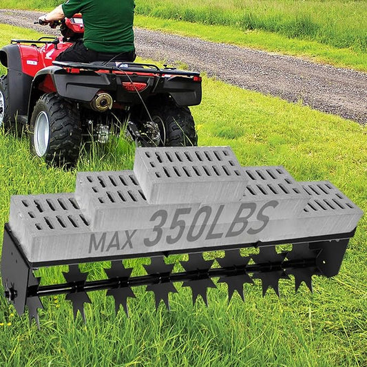 Tow Behind Aerator 35 Inch, Manual Lawn Aerator Spike Tool, 350 LBS Capacity, 8 Steel Spike Disks for Yard and Lawn