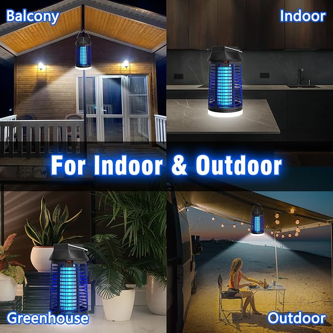 Endbug Bug Zapper with LED Light, Waterproof Bug Zapper Outdoor Indoor, Mosquito Zapper Outdoor Electric Fly Zapper, Mosquito Killer Fly Trap for Outside Patio Garden Backyard Home, Plug in, Black