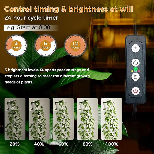 2 Pcs Grow Lights for Indoor Plants, 44W 384 Led Full Spectrum Plant Light, 5.4FT Adjustable Length Standing Grow Light with Timer/Six Leg Base for Greenhouse/Garden
