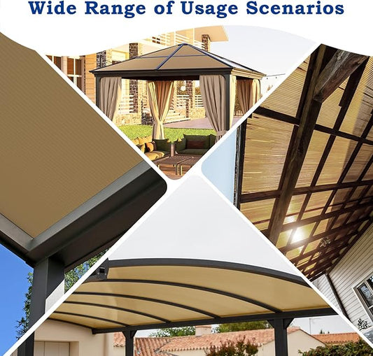 BPS 6Pcs 62'' (W) x 38'' (L) x 0.2'' Polycarbonate Panels, Waterproof UV Protected Reinforced Sheets, Outdoor Greenhouse and Gazebo Covering, Twin-Wall Bronze Sheets