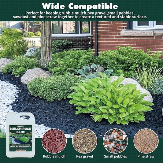 Mulch and Rock Glue for Landscaping Pea Gravel Glue Landscape Rock Adhesive for Garden, Fast-Dry, Non-Toxic Mulch Binder Stabilizer for Gravel, Stones and Bark 34fl oz
