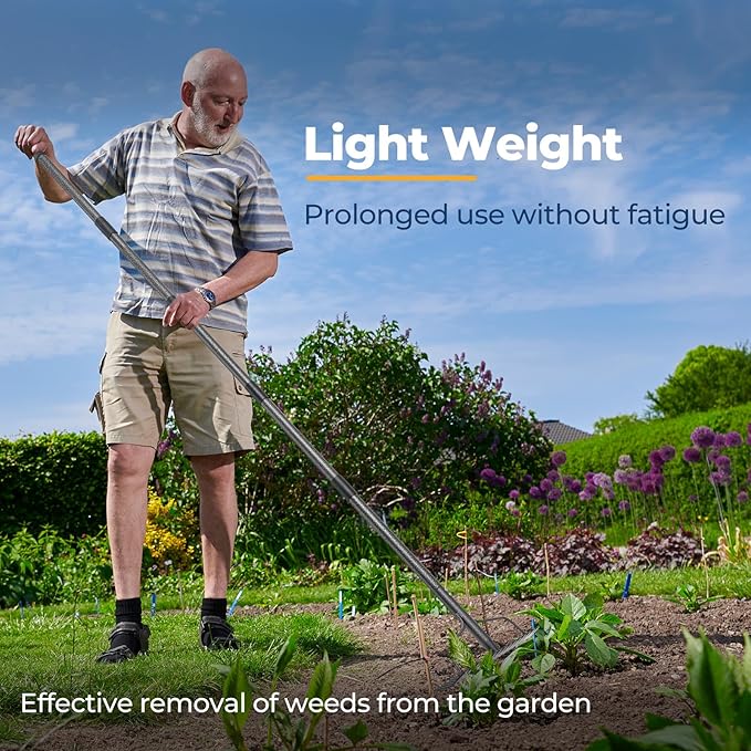 49“-77” Adjustable Rake, 17" Extra Wide Double-Sided Lightweight Head Garden Rake | Lightweight & Unbreakable | Level Soil, Remove Leaves, Spread Mulch Fast, Leaf Cleanup, Landscaping, Yard Cleanup
