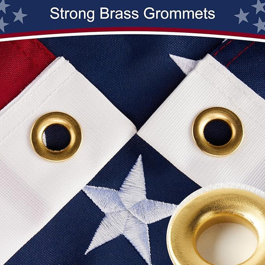 American Flag 2.5x4 ft Heavy Duty TearProof Series, All Weather High Wind US Flag, Premium Spun Polyester with Embroidered Stars, Sewn Stripes, Brass Grommets for Outdoor Use