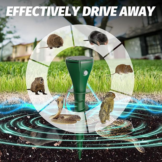 Mole Repeller for Lawns,8 Packs Solar Powered Vole Repellent Ultrasonic Pest Control Stake, Waterproof Sonic Pulse Deterrent for Gopher Vole Snake in Lawn, Garden & Yard