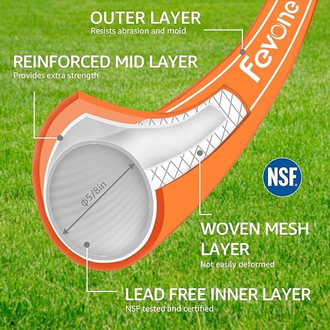 Fevone Garden Leader Hose 3 ft., Lightweight Hybrid Water Hose, Flexible and Durable, Leak-Free Connections