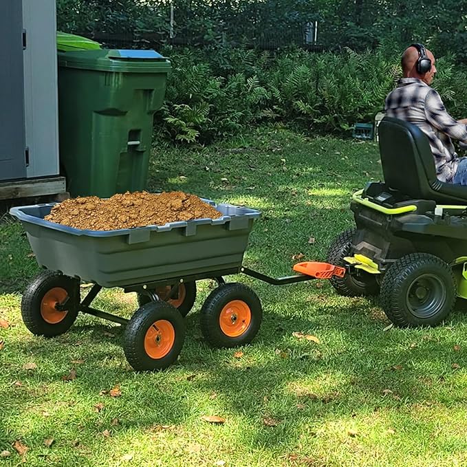 Garden Dump Cart,800lbs Heavy Duty Poly Yard Dump Garden Cart,with 10-Inch Tires,180° Rotating Handle,Steel Frame and Quick Release System for Garden,Lawn,Barn,Farm