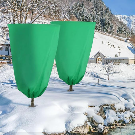 4 Pack Winter Plant Covers Freeze Protection, Frost Blankets Cloths With Zipper/Drawstring, Frost Cloths for Outdoor Plants Protecting Fruit Tree Potted Plants from Freezing(31.5" x 47.3",Green)