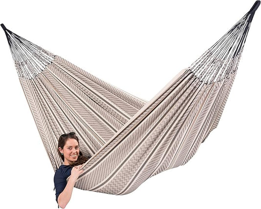 Flora Classic Organic Cotton Hammock - Indoor Outdoor Hammock, Patio Bed Tree Portable Hammock, 2 Person Double Hammock - King, Zebra