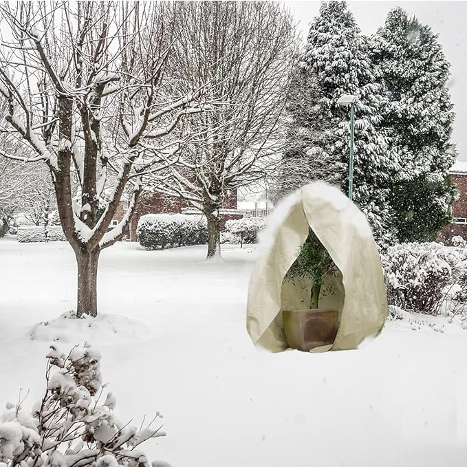 gardtree Winter Plant Frost Protection Covers 31.5" x 47.2" 2 Packs, Thicker 2.4oz/yd² Garden Cold Weather Tree Covers Freeze Protection Wrap with Zipper Drawstring for Shrub Fruit Tree, Potted Plants