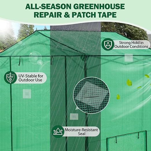 EAGLE PEAK Greenhouse Repair Tape 4”x10”, Heavy Duty Clear Waterproof Patch Kit, Sealing Tape for Greenhouse Film, Tent, Awning, RV Roof Repair, 4 Pack, Clear