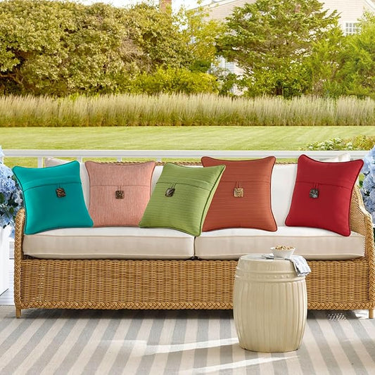 Outdoor DecorativePillows with Coconut Button Pack of 4, 16" x 16" Outdoor Pillow Set for Couch Bed Throw Patio Sofa, Chartreuse