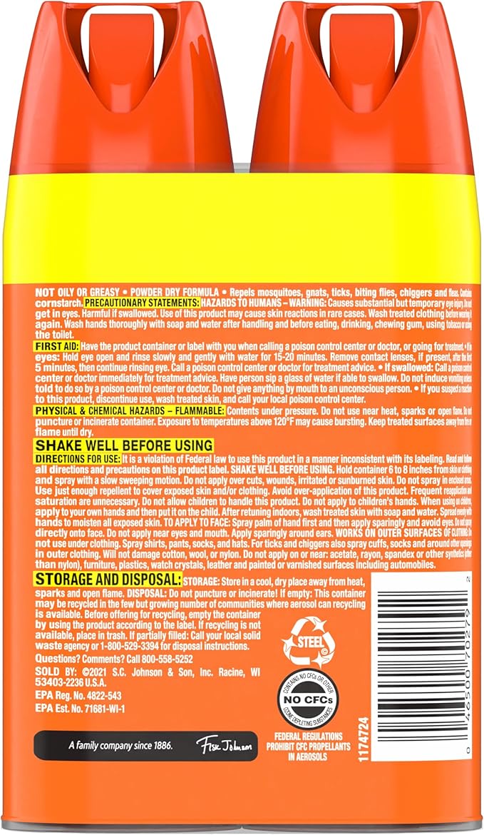 OFF! Family Care Insect & Mosquito Repellent, Bug Spray Containing 15% DEET, Protects Against Mosquitoes, 4 Oz, 2 Count