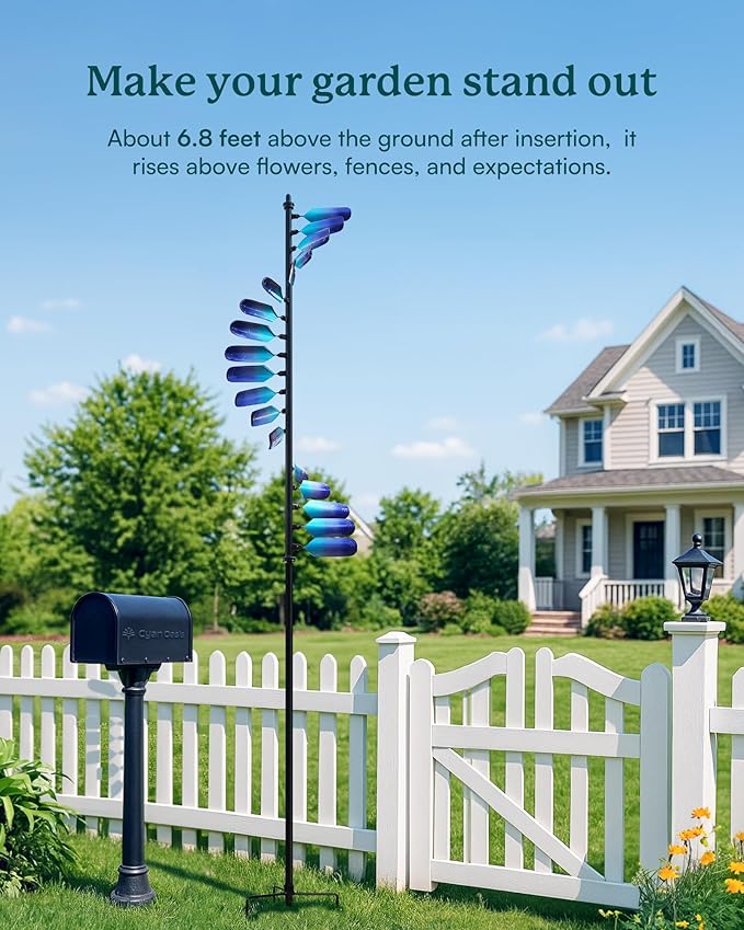 Wind Spinners Outdoor, 93" Large Metal Wind Spinners for Yard and Garden, Kinetic Wind Sculptures & Spinners with Stake, Windmill for Yard Art Decor (Peacock Spiral)