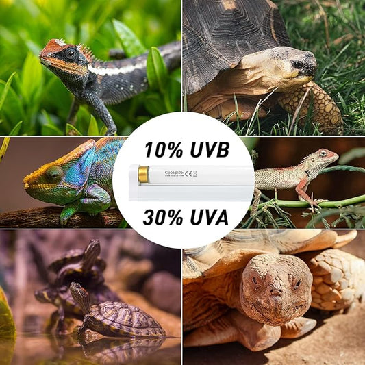 Hypool T8 Strip UVB UVA Reptile Lighting Fixture with 18-Inch 15 Watt UVB 10.0 Fluorescent Bulb Combo Kit, 10-Percent UVB Desert Pet Habitat Light for Reptiles Amphibian, 1 Pack, White