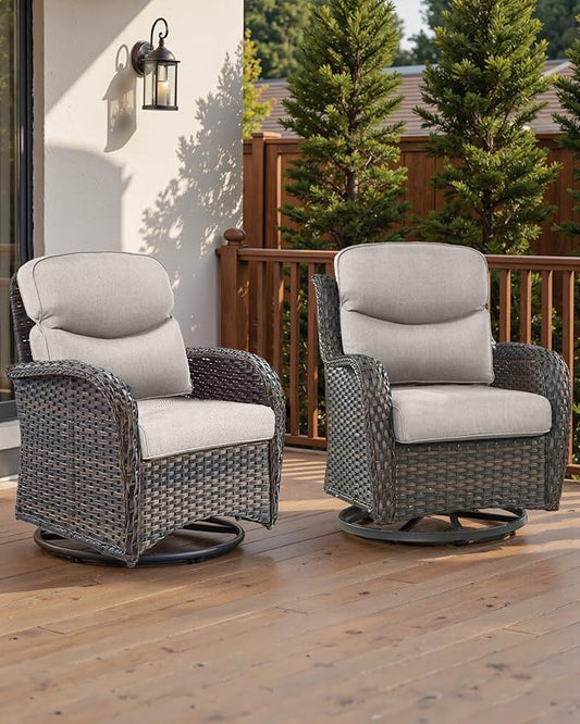 Pop 22x25/22x24 Outdoor Cushions for Patio 5 Piece Set - Set of 5 Water-Resistant Outside Cushion for Rattan Dining Rocking Swivel Chairs Loveseat Couch Sectional Sofa - Beige/Smile