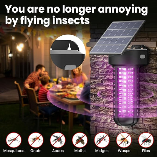Solar Bug Zapper Outdoor Mosquito Trap Killer Mosquito Killer Lamp,Cordless & Rechargeable ,Fly Zapper Mosquito Catcher Lamp Decor Light for Patio Garden