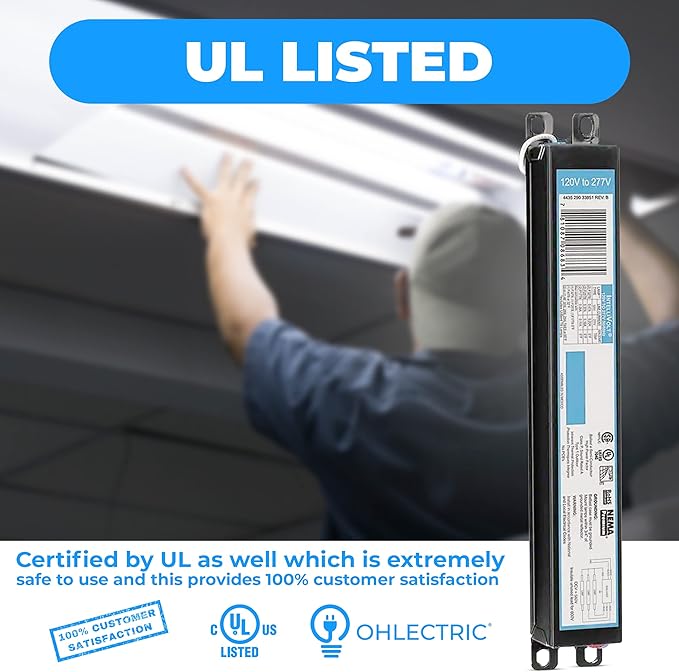 OHLECTRIC 20 Pack - Replacement for ICN3P32-SC 1,2&3 Lamp - T8 Fluorescent Ballast, Electronic Ballast Replacement 120-277 Volt, Instant Start - Standard and Energy Efficient Ballasts - UL Approved