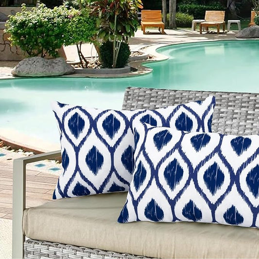 idee-home Outdoor Pillows with Inserts Included, Patio Outside Lumbar Pillows Waterproof Set of 2, 12 x 20 inch