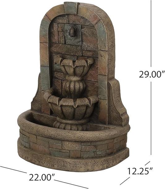Merax 29" High Roman Tier Fountain, Outdoor Weather-Resistant Floor Fountain, Classic Design for Garden Patio Yard, Stone Gray