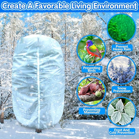 7.9×5.9FT Tree Covers for Winter, Plant Covers Freeze Protection with Drawstring and Zipper, Frost Cloths for Outdoor Plants (White)