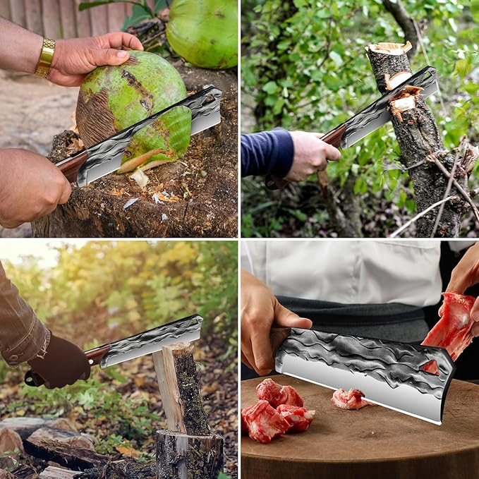 Machete with Sheath for Cutting Trees Heavy Duty, for Yard Work and for Bushcrafting Knife Sickle for Clearing Brush Garden Tools Construction Blade