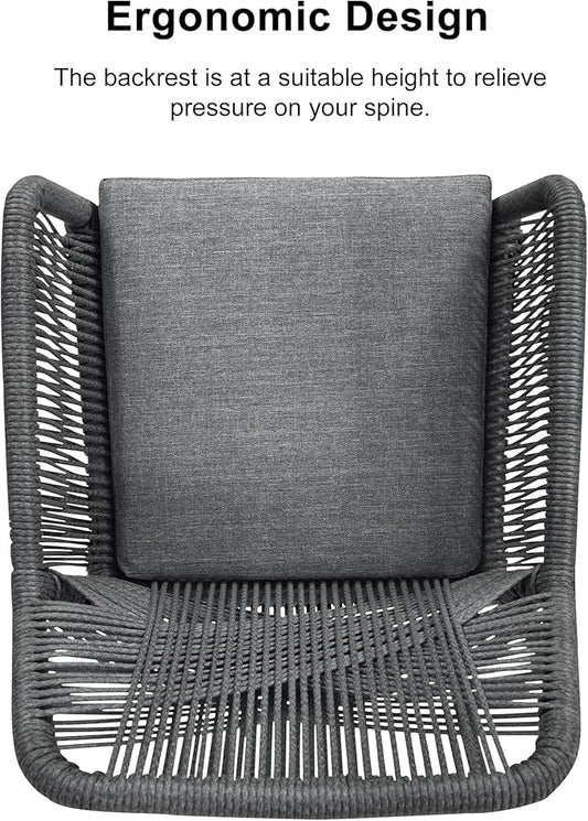 PURPLE LEAF 5 Pieces Outdoor Dining Set All-Weather PE Rattan Outdoor Patio Furniture Set with All Aluminum Frame Rectangular Table and Chairs Set for Lawn Garden Backyard Deck, Grey