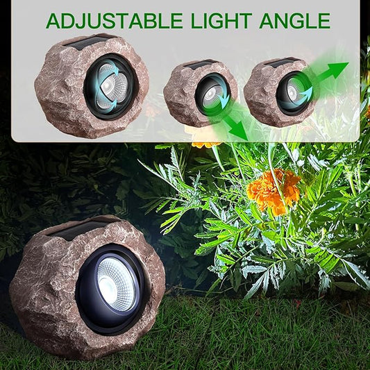 Solar Rock Lights Outdoor, 4 Pack Solar Spotlights Outdoor Waterproof Super Bright Rock Light, Adjustable Light Angle Landscape Rocks for Decks Yard Pathway Walkway Patio Lawn