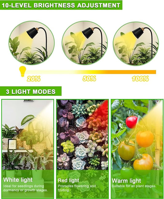 Standing Plant Grow Light, LED Growing Light Full Spectrum for Indoor Plants,4/8/12H Timer, Flow Grow Light for Tall Large Indoor Plants