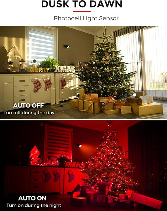 L LOHAS LED Red Spotlight Outdoor, Christmas Red Spot Lights for Yard, Auto On/Off 5W 120V Landscape Lighting for House, Holiday, Trees, Decoration, 450LM IP66 Waterproof, UL Listed, 2 Pack