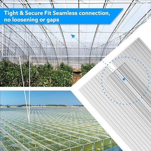 Polycarbonate Greenhouse Panel Connectors – 10 Packs, 4FT H Connectors Fits 6 or 8 MM Panels, UV-Resistant Greenhouse Joining Strips for DIY Garden Greenhouses and Cold Frames
